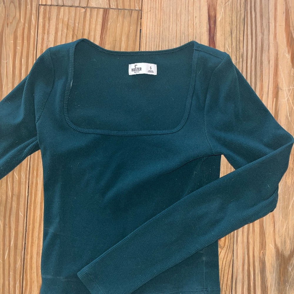 Hollister Women's Dark Teal Long Sleeve Tee